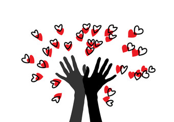 Two hands and many hearts.