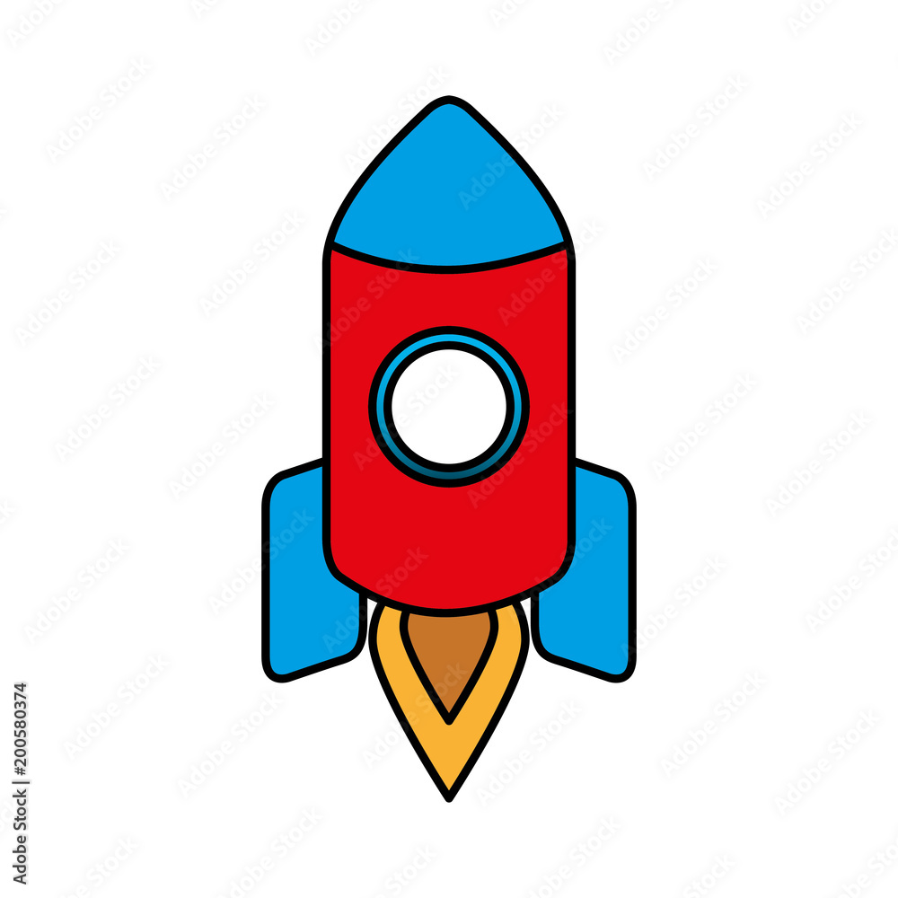 Poster launching rocket startup strategy success vector illustration