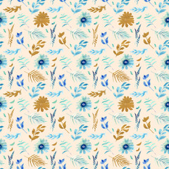 Obraz premium Spring flower seamless pattern. Fresh spring watercolor floral seamless pattern for wedding cards, seamless pattern background of websites and mobile app and organic food sign and banners.
