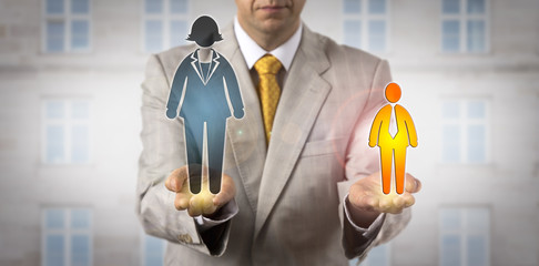 Comparing Small Man With Huge Female Worker