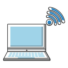 laptop computer with wifi signal vector illustration design