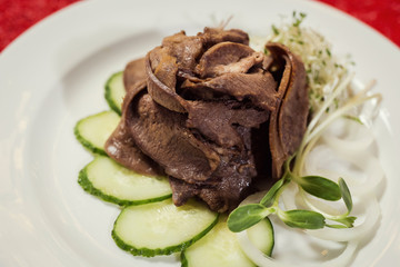 sliced pork tongue ready to eat