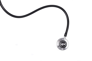 Close-up of Medical stethoscope on white background - Powered by Adobe
