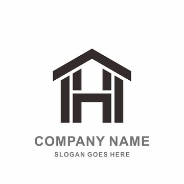 Building House Letter H Architecture Interior Construction Real Estate Business Company Stock Vector Logo Design Template