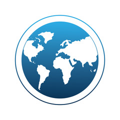 Fototapeta na wymiar globe world planet earth map vector illustration degraded color blue