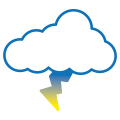 cloud lightning climate icon image vector illustration degraded color blue