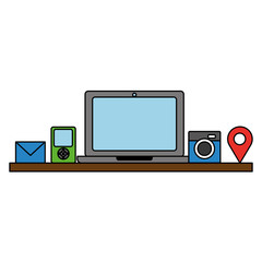 social media computer mp3 camera email gps navigation vector illustration