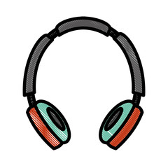 headphones audio music listen image vector illustration drawing style