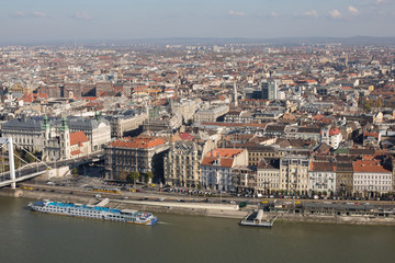 View of the Budapest Autumn and the Danube from Gellért Hill