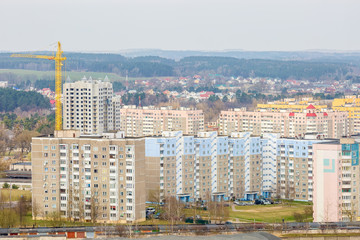 panorama of a residential quarter of a large city from a bird's eye view