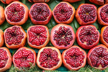 Group of half pomegranates