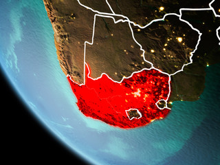 South Africa at night on Earth