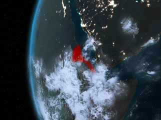 Eritrea in red at night