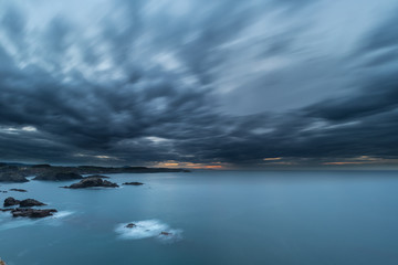 Fototapeta premium evening and night on the coasts and beaches of Galicia and Asturias where you discover the beauty of nature