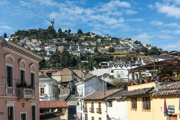 Historical center of old town Quito in northern Ecuador in the Andes mountains