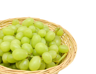 Green grapes on white background