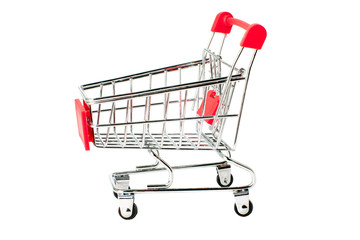 red Shopping cart isolated on white background
