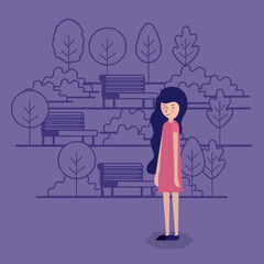 woman in the park scene with chair