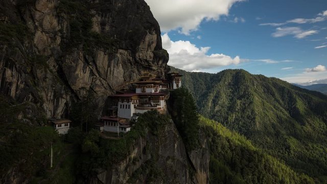 The amazing Tiger's Nest Monastery in Bhutan. Time Lapse.
