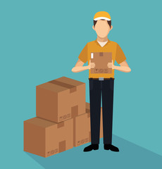 Courier with box express delivery vector illustration graphic design