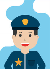 police officer character portrait - people workers profession vector illustration