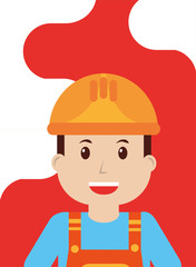 repairman in overalls and helmet - people workers profession vector illustration