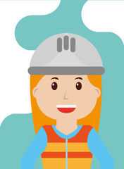 construction woman in uniform character worker profession vector illustration