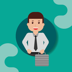worker businessman with suitcase professional portrait vector illustration