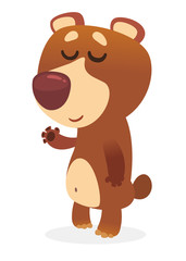 Cool cartoon grizzly bear. Vector illustration of a bear waving hand. Isolated on white. Design for print, package or book illustration