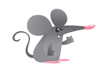 Funny cartoon mouse. Vector illustration isolated