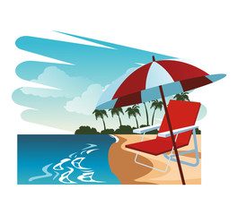 Beautiful beachscape scenery vector illustration graphic design