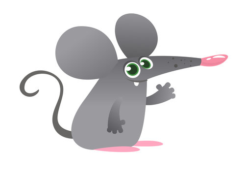 Funny cartoon mouse. Vector illustration isolated