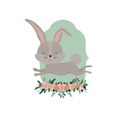 cute rabbit with wreath easter celebration