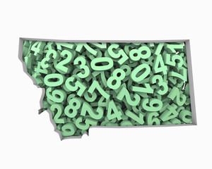 Montana MT Map Numbers Math Figures Economy 3d Illustration