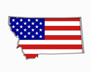 Montana MT USA Flag Stars Stripes Map 3d Illustration