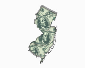 New Jersey NJ Money Map Cash Economy Dollars 3d Illustration