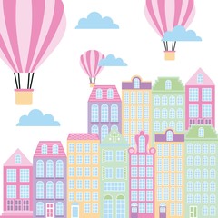 france paris architecture buildings hot air balloons color image