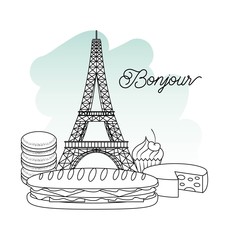 france paris architecture eiffel tower sandwich macaroon and cupcake bonjour