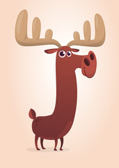  Cute cartoon moose character. Wild forest animal collection. Baby education. Isolated on white background. Flat design Vector illustration