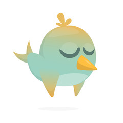 Funny blue bird cartoon. Vector illustration of forest blue bird isolated on white. Bird icon