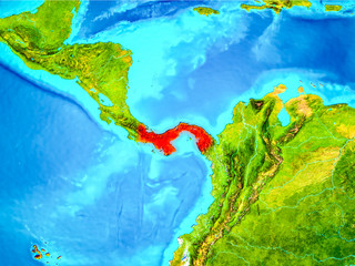 Panama in red on Earth