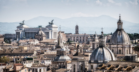 Fototapety  Rzym, Włochy Skyline w panoramicznym widoku