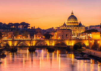 Fototapeta na wymiar Rome, Italy with St Peter Basilica of the Vatican