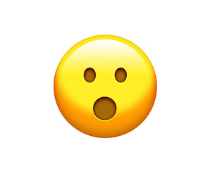 Isolated yellow surprise face with opened mouth icon
