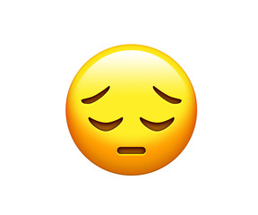 Emoji yellow disappointed, upset face and closing eyes icon
