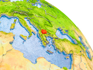 Macedonia in red model of Earth