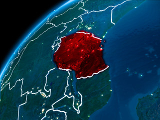 Map of Tanzania at night