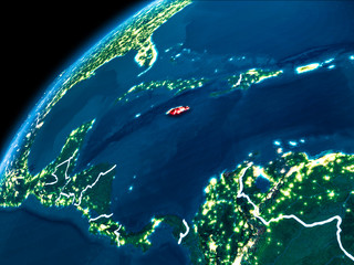 Map of Jamaica at night