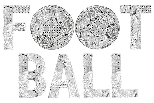 Word football for coloring. Vector decorative zentangle object