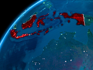Map of Indonesia at night